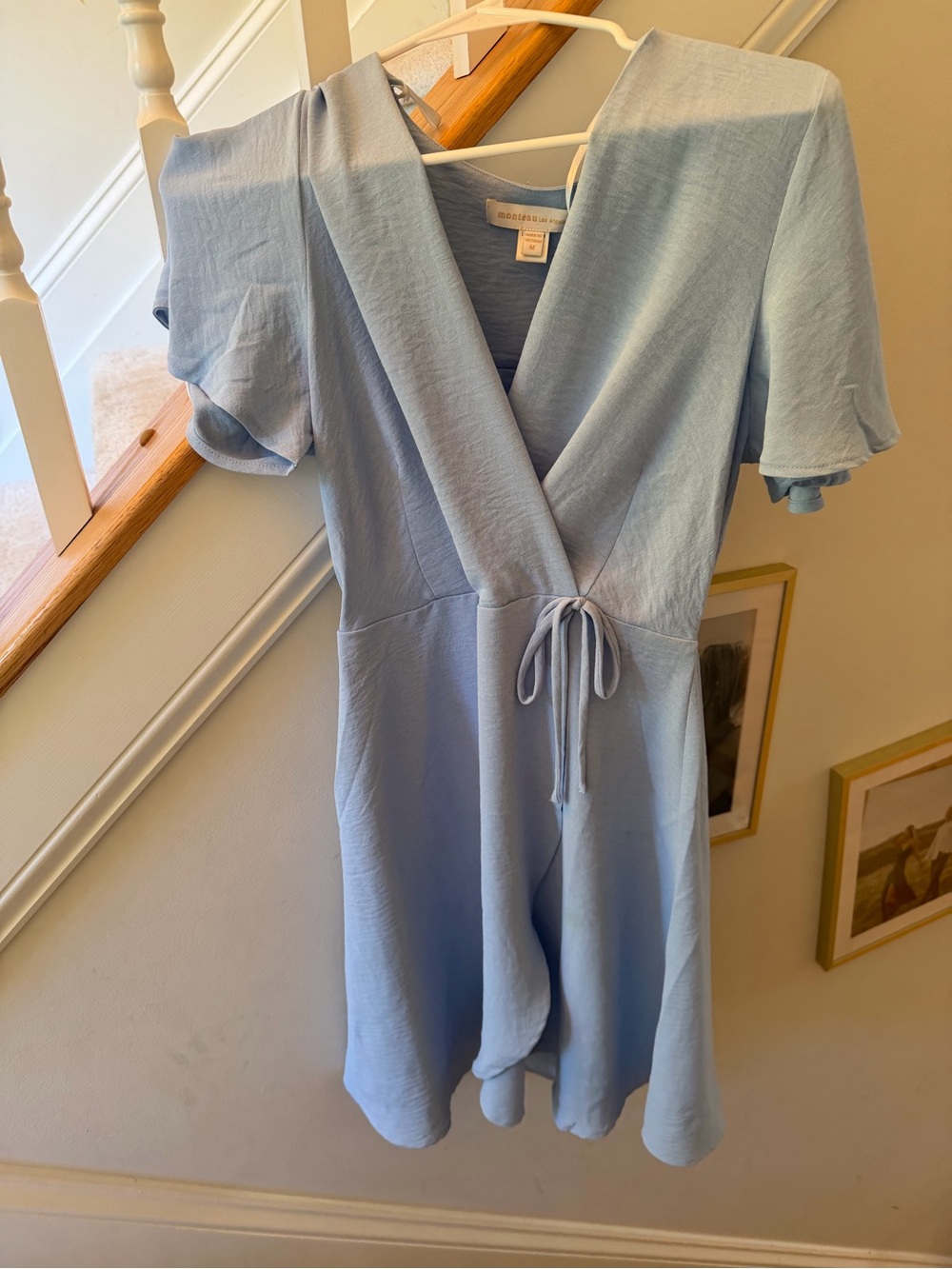 Monteau Light Blue Mini Wrap Dress